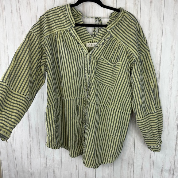 Free People We the Free oversized striped button down - Picture 1 of 6